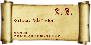 Kulacs Nándor névjegykártya